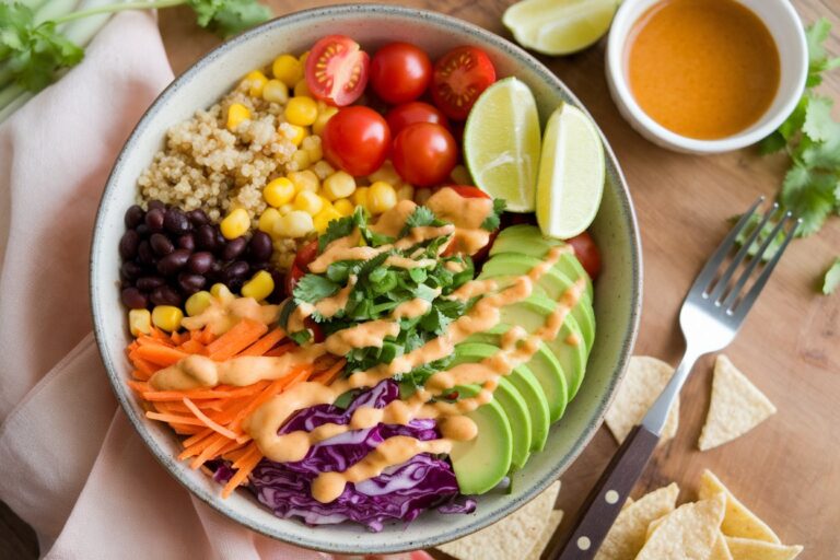 Vegan Rainbow Veggie Burrito Bowl: A Vibrant Feast for Your Tastebuds